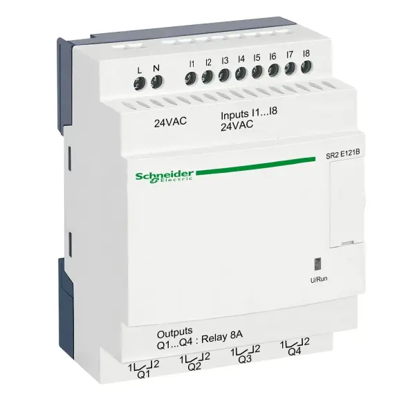 Schneider Electric - SR2E121B - Kompakt akıllı röle, Zelio Logic, 12 I/O, 24 V AC, saat, ekran yok - 1
