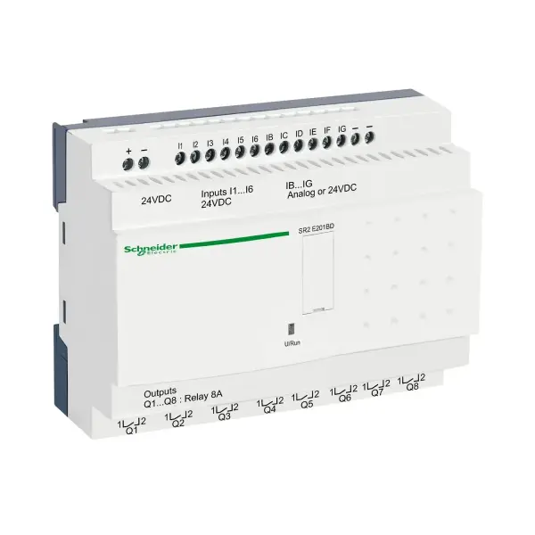 Schneider Electric - SR2E201BD - Kompakt akıllı röle, Zelio Logic, 20 I/O, 24 V DC, saat, ekran yok - 1