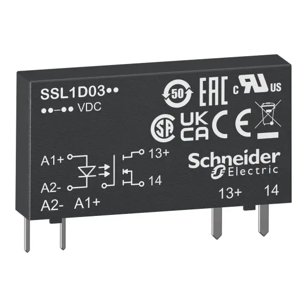 Schneider Electric - SSL1D03BD - Solid State Röle,soketli,giriş 15-30 V Dc, Çıkış 1-24 V Dc, 3,5a - 1