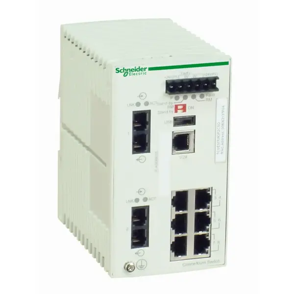 Schneider Electric - TCSESM083F2CU0 - ConneXium Yönetilebilen Switch - Bakır için 6 port + fiber optik multimod için 2 port - 1