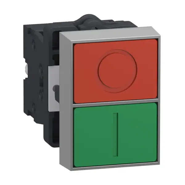 Schneider Electric - XA2EA7A3415 - Double head pushbutton, plastic, flush push, green with 