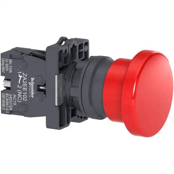 Schneider Electric - XA2EC42 - Yaylı buton Ø22 - mantar kafalı Ø40 - siyah - 1NK - 1