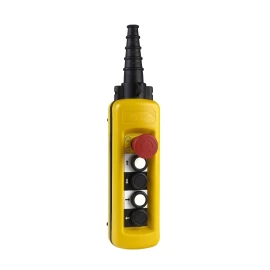 XACA4813 - Harmony XAC, Askılı kontrol istasyonu, plastik, sarı, NO + NC ile 4 buton, 1 acil durdurma NC - 1