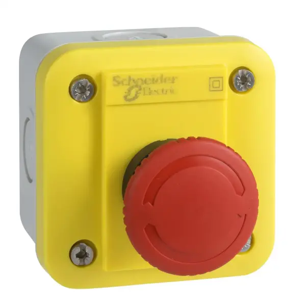 Schneider Electric - XALEK1702 - Harmony XALE, Kontrol İstasyonu, Plastik, Sarı, 1 Kırmızı Mantar Push Buton Ø40, Acil Durdurma Anahtarı Kapalı, 1NO + 1 NC - 1