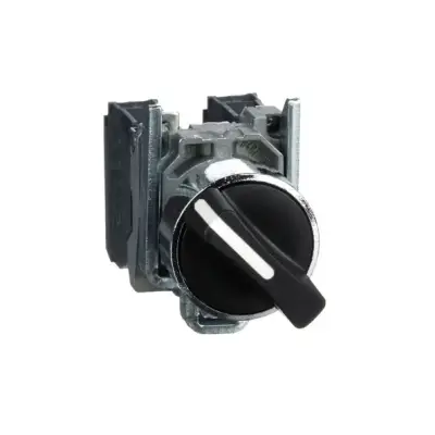 Schneider Electric - XB4BD25 - Harmony XB4, Selektör anahtar, metal, siyah, Ã˜22, 2 pozisyonlu, yerinde kal, 1 NO+1 NC - 1