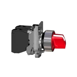  XB4BK134B5 - kırmızı eksiksiz ışıklı mandal buton Ø22 3 konumlu sabit 1NA+1NK 24V - 1