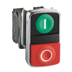  XB4BL73415 - yeşil sıva altı/kırmızı çıkık ışıklı çift başlıklı Buton Ø22 1NA+1NK 24V - 1