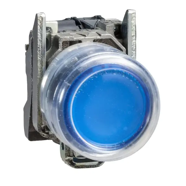 Schneider Electric - XB4BP683B5EX - Komple ışıklı buton, Harmony XB4 - ATEX D, metal, mavi gömme, 22mm, yay geri dönüşlü, kılıflı, 1NO, 24V AC/DC - 1