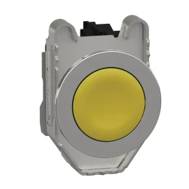 XB4FA51 - Harmony XB4, gömülü yaylı buton, metal, sarı, Ø30, yay dönüşlü, 1 NA - 1