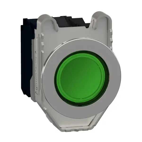 Schneider Electric - XB4FW33B5 - Harmony XB4, Aydınlatmalı buton gömme, metal, yeşil, Ø30, Entegr. LED, 24V AC/DC 1 NO + 1 NC - 1