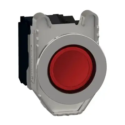 Schneider Electric - XB4FW34B5 - Harmony XB4, Illuminated push button flush mounted, metal, red, Ø30, integral LED, 24V AC/DC 1 NO + 1 NC - 1