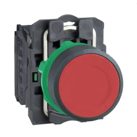 XB5AA41 - buton, Harmony XB5, kırmızı çıkıntılı komple Diam22 Yay Geri Dönüşlü 1 NO işaretsiz - 1
