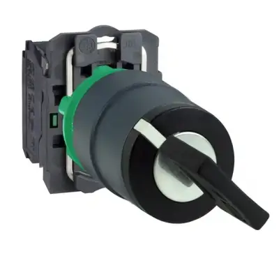 Schneider Electric - XB5AG61 - Harmony XB5, Anahtar selektör, plastik, siyah, Ã˜22, anahtar 455, 2 pozisyonlu, sağdan sola Yay Geri Dönüşlü, 1 NO - 1