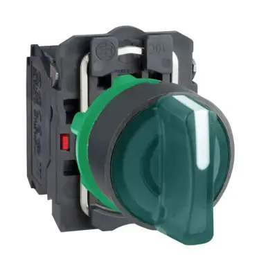 Schneider Electric - XB5AK133B5 - yeşil eksiksiz ışıklı mandal buton Ø22 3 konumlu sabit 1NA+1NK 24V - 1