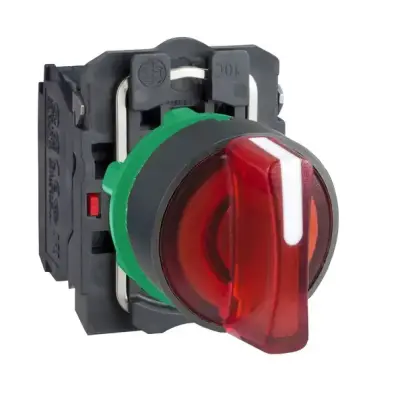 Schneider Electric - XB5AK134B5 - kırmızı eksiksiz ışıklı mandal buton Ø22 3 konumlu sabit 1NA+1NK 24V - 1