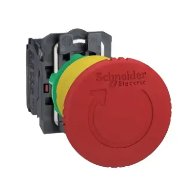 Schneider Electric - XB5AS8445 - kırmızı Ø40 Acil durdurma basm düğ Ø22 tetik mandllm dönd serb bırakılan 1NA+1NK - 1