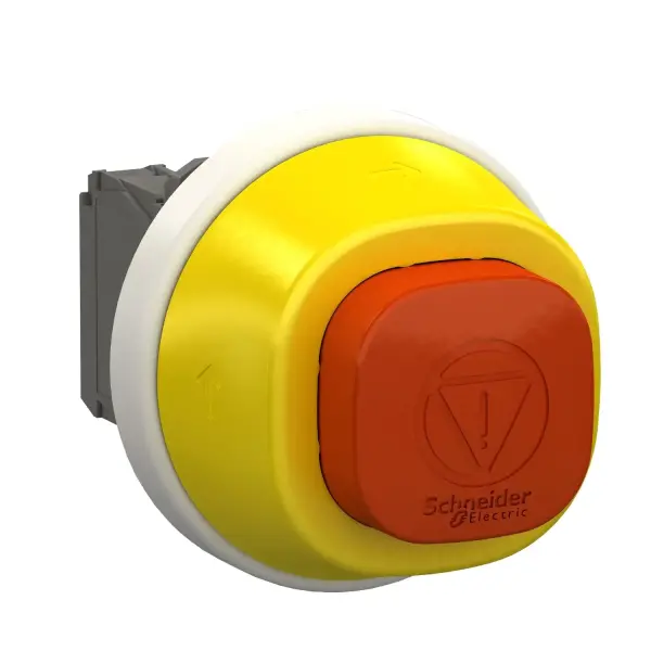 Schneider Electric - XB5AS84W3B5 - Harmony XB5, Antimicrobial Illuminated emergency stop, plastic, Ø22, trigger latching turn to release, white/red LED, 24 V AC/DC, 1 NO + 1 NC - 1