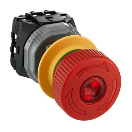 XB5AS86449B4 - Harmony XB5, Aydınlatmalı acil durdurma, plastik, kırmızı mantar Ø40, Ø22, salım için tetikleme mandalı dönüşü, 24 V DC, 1 NO + 2 NC, - 1