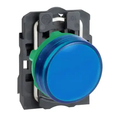 Schneider Electric - XB5AVB6 - 24V entegre LED'li mavi eksiksiz pilot ışığı Ø22 düz lens - 1
