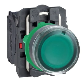 XB5AW33G5 - Aydınlatmalı buton, Harmony XB5, plastik, gömme, yeşil, 22mm, Entegr. LED, düz lens, 1NO + 1NC, 110...120V AC - 1
