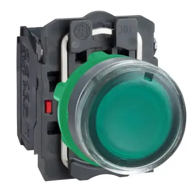 Schneider Electric - XB5AW33M5 - yeşil sıva altı eksiksiz ışıklı Buton Ø22 yaylı dönüş 1NA+1NK 220...240V - 1