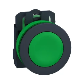 XB5FA31 - Harmony XB5, Antimicrobial Push button flush mounted, plastic, green, Ø30, spring return, unmarked, 1 NO - 1
