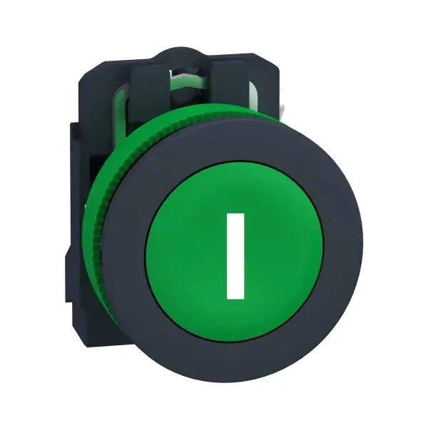 Schneider Electric - XB5FA3311 - Harmony XB5, Antimikrobiyal buton gömme, plastik, yeşil, Ø30, Yay Geri Dönüşlü, işaretli I, 1NO - 1