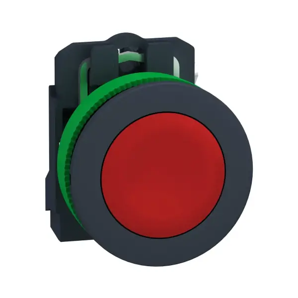 Schneider Electric - XB5FA42 - Harmony XB5, Antimicrobial Push button flush mounted, plastic, red, Ø30, spring return, unmarked, 1NC - 1