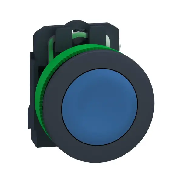 Schneider Electric - XB5FA61 - Harmony XB5, Antimicrobial Push button flush mounted, plastic, blue, Ø30, spring return, unmarked, 1 NO - 1