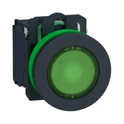Schneider Electric - XB5FW33B5 - Harmony XB5, Antimikrobiyal Aydınlatmalı buton gömme, plastik, yeşil, Ø30, Entegr. LED, 24 V AC/DC, 1 NO + 1 NC - 1