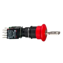  XB6AS9349B - kırmızı Ø30 Acil durdrm Buton Ø16 tetik mandllm anahtarla bırakılan 1NA+2NK - 1