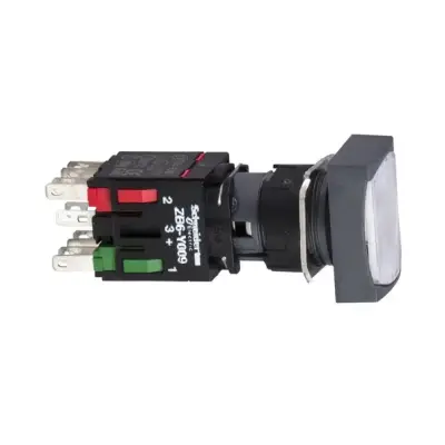 Schneider Electric - XB6DW1B1B - beyaz dikdörtgen sıva altı eksiksiz ışıklı basm düğ Ø16 yaylı dönüş 1NA 12...24V - 1