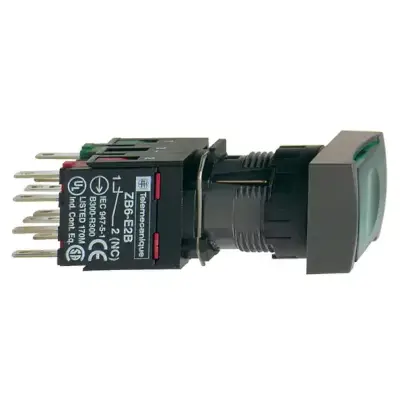 Schneider Electric - XB6DW3B1B - yeşil dikdörtgen sıva altı eksiksiz ışıklı basm düğ Ø16 yaylı dönüş 1NA 12...24V - 1