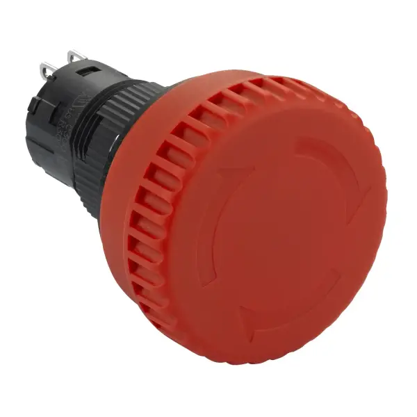 Schneider Electric - XB6ETN521P - Komple aydınlatmasız mantar başlıklı buton, Harmony XB6E, 16 mm, kırmızı buton 32 mm, salım için tetiği çevirme/çekme, 2NC - 1