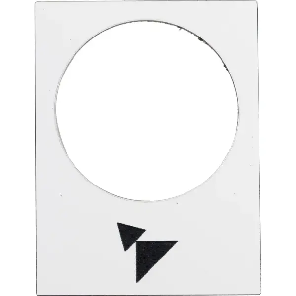 Schneider Electric - ZB2BY4915 - Marked legend, Harmony XAC, nameplate, 30 x 40mm, plastic, white, 22mm push button, black marked up skew double arrowhead - 1