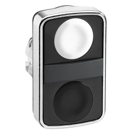 ZB4BA7120 - Harmony XB4, Çift başlı buton başlığı, metal, Ã˜22, 1 beyaz gömme işaretsiz + 1 siyah gömme işaretsiz - 1