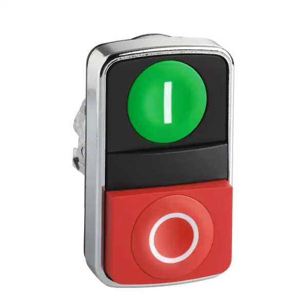 Schneider Electric - ZB4BA7341 - Harmony XB4, Çift başlı buton başlığı, metal, Ã˜22, 1 yeşil gömme işaretli I + 1 kırmızı gömme işaretli O - 1