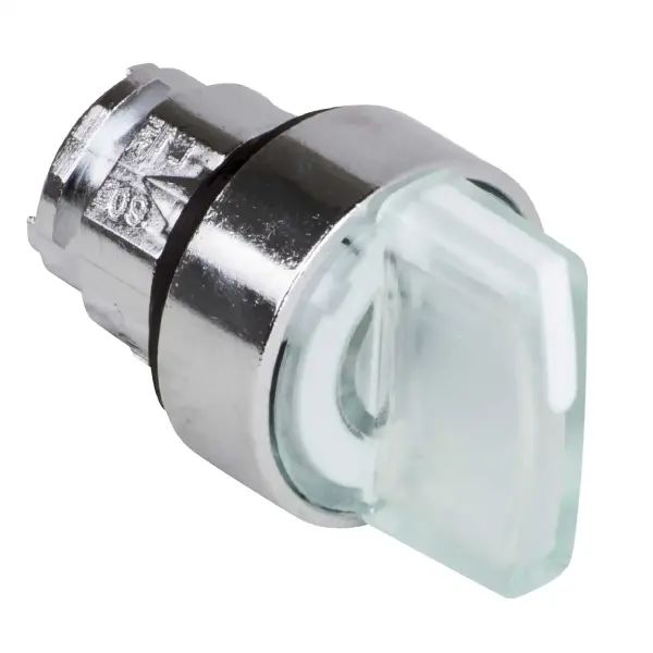 Schneider Electric - ZB4BK1513 - Aydınlatmalı selektör anahtar için başlık, Harmony XB4, krom metal, beyaz kol, 22 mm, Entegr. LED, 3 pozisyonlu, ortaya - 1