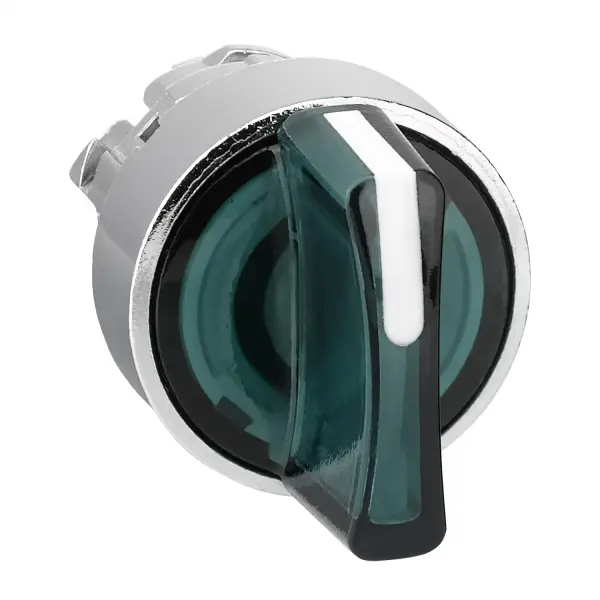 Schneider Electric - ZB4BK1533 - Aydınlatmalı selektör anahtar için başlık, Harmony XB4, krom metal, yeşil kol, 22 mm, Entegr. LED, 3 pozisyon, soldan ortaya - 1