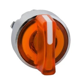 ZB4BK1553 - Aydınlatmalı selektör anahtar için başlık, Harmony XB4, krom metal, turuncu kol, 22 mm, Entegr. LED, 3 pozisyon, - 1