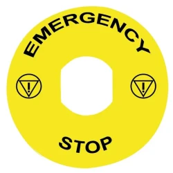  ZBY8330 - acil durdurma için işaretli yazı Ø90 - EMERGENCY STOP/logo ISO13850 - 1
