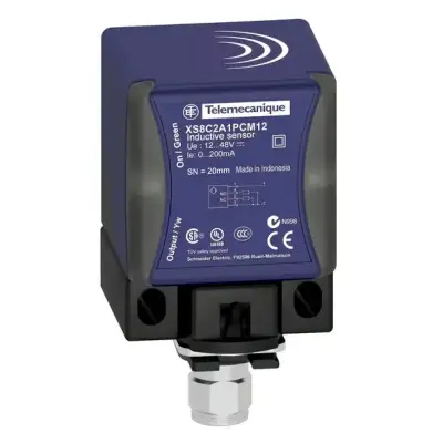 Telemecanique Sensors - XS8C2A1PCM12 - endüktif sensör XS8 40x40x70 - PBT - Sn20 mm - 12..48VDC - M12 - 1