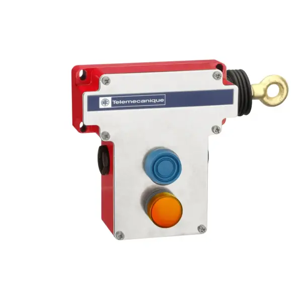 Telemecanique Sensors - XY2CE1A296 - Mandallamalı Acil halatlı çekme anahtarı, Telemecanique halatlı çekme anahtarları XY2C, RH tarafı, 2NC+2 NO, Işıklı Buton 130 V, bagaj - 1