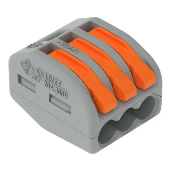 Wago - 222-413 - Kollu birleştirme konektörü; tüm iletken tipleri için; maks. 4 mm²; 3 iletkenli; gri gövde; Ortam sıcaklığı: maks. 40 °C; 2,50 mm²; gri - 1