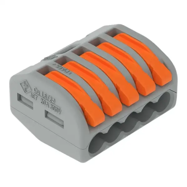 Wago - 222-415 - Pluggable Terminal Block, 5 Positions, 28 Awg, 1 - 1